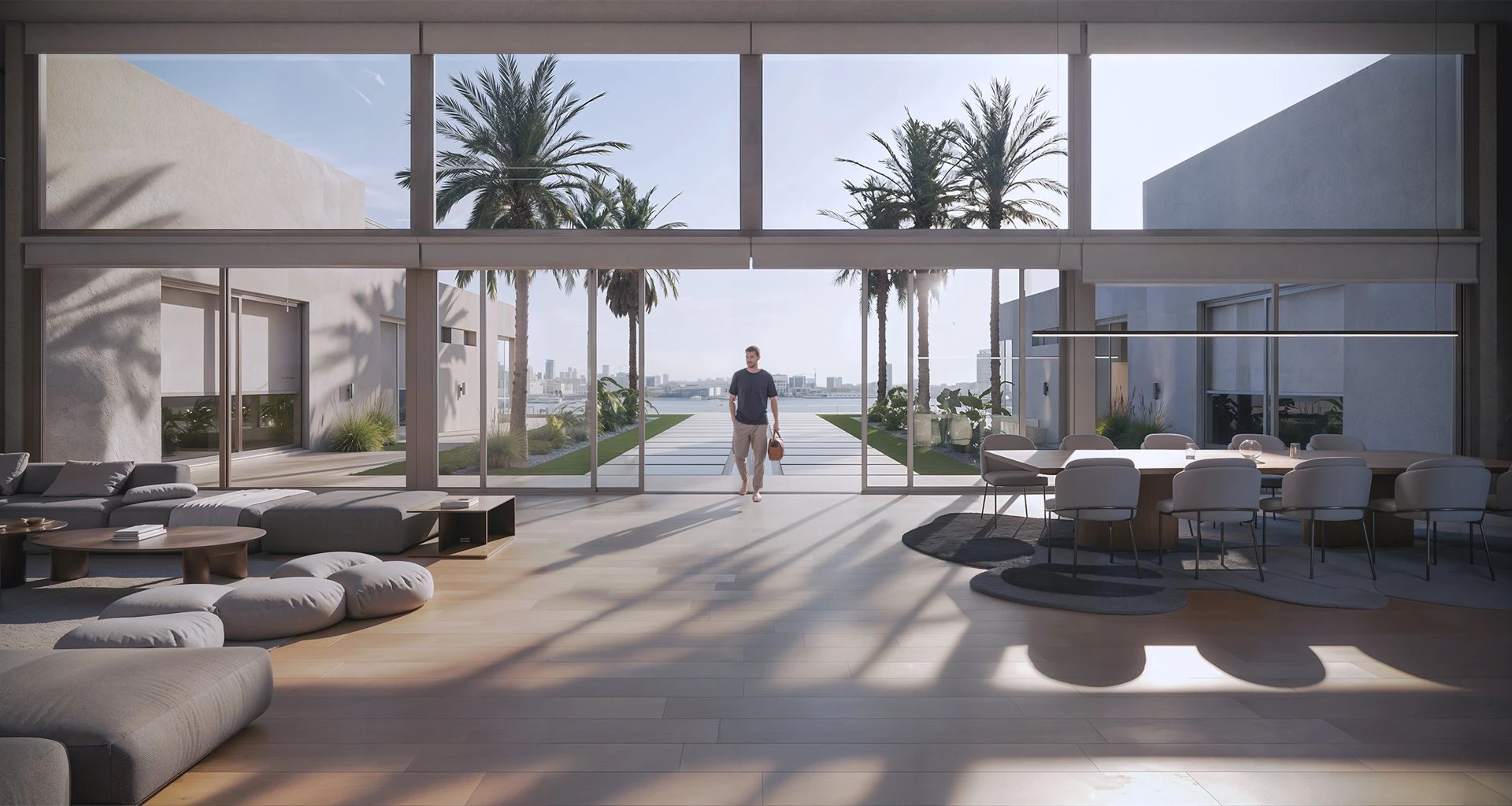 Canal House — living dining room, view to the horizon